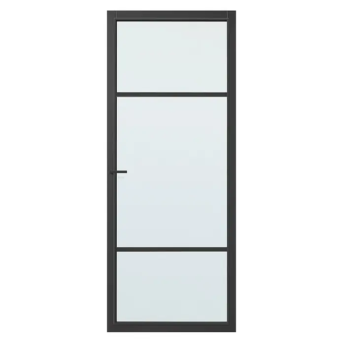 Solid Elements Binnendeur SE 4765 blank glas - 88 x 201,5 cm, Draairichting: Rechts, Zwart, Opdek - Vooraanzicht