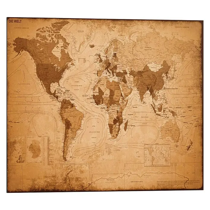 Decopanel - Weltkarte Antik Optik, B x H: 50 x 40 cm - Vorderansicht
