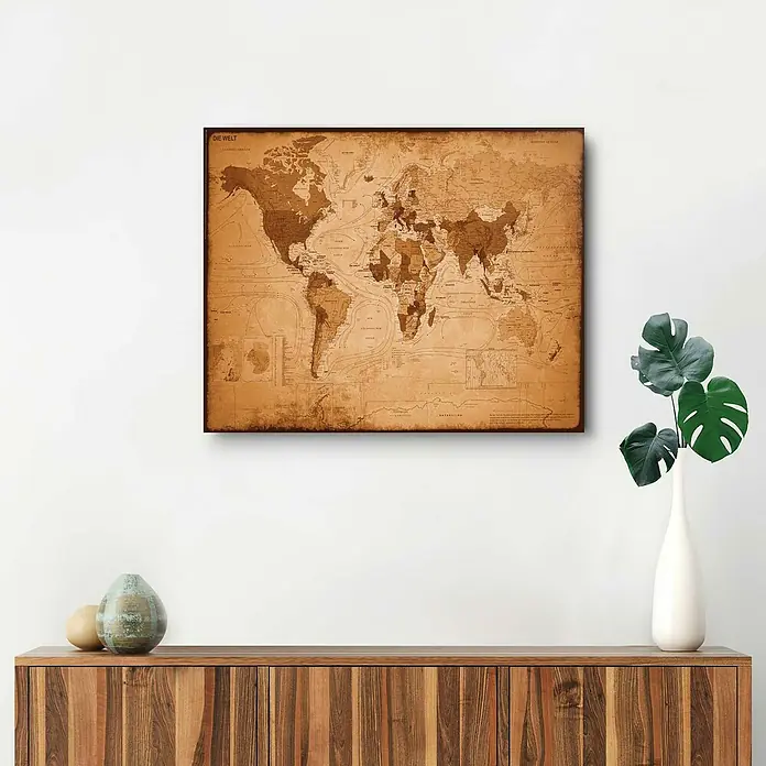 Decopanel - Weltkarte Antik Optik, B x H: 50 x 40 cm - Stimmungsaufnahme