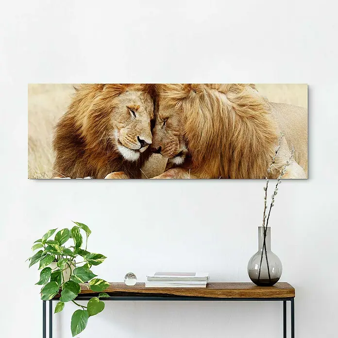 Holzbild Deco Block - Pair of Lions, B x H: 118 x 40 cm - Stimmungsaufnahme