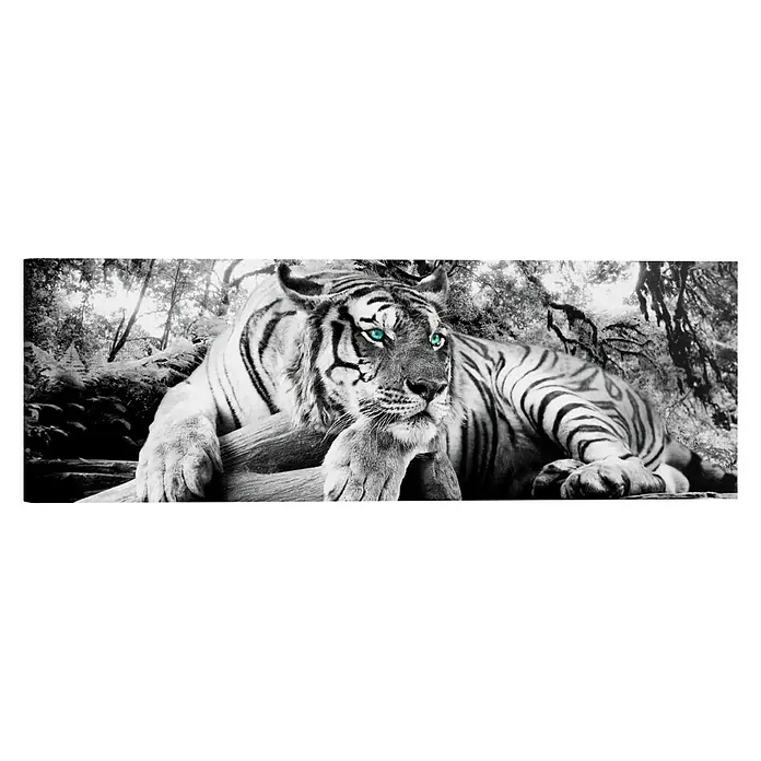 Holzbild Deco Block - Tiger is Watching You, B x H: 118 x 40 cm - Vorderansicht
