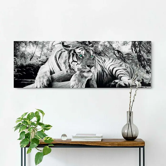 Holzbild Deco Block - Tiger is Watching You, B x H: 118 x 40 cm - Stimmungsaufnahme