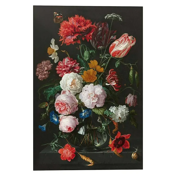 Decopanel - De Heem - Stil Life with Flowers in a Glass Vase, B x H: 60 x 90 cm - Vorderansicht