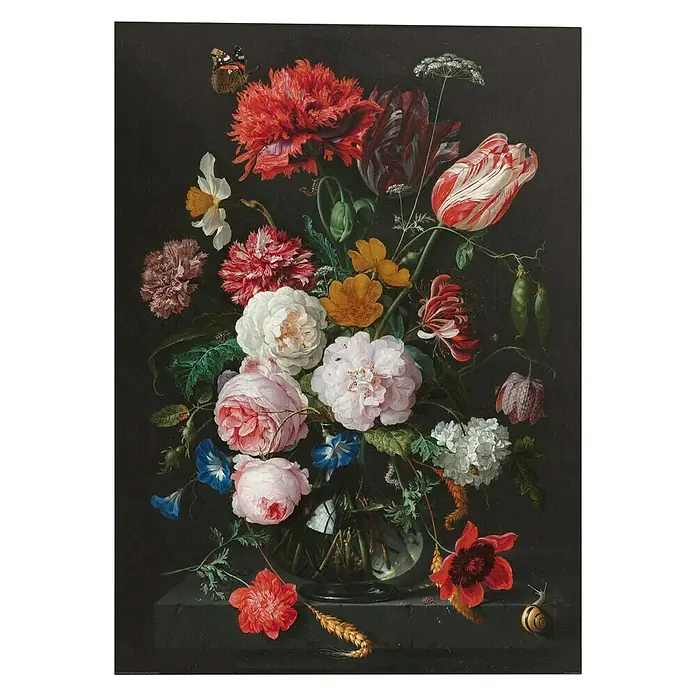Decopanel - De Heem - Stil Life with Flowers in a Glass Vase, B x H: 100 x 140 cm - Vorderansicht