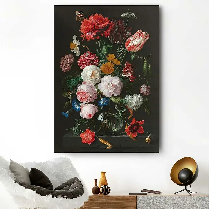 Decopanel - De Heem - Stil Life with Flowers in a Glass Vase, B x H: 100 x 140 cm - Stimmungsaufnahme