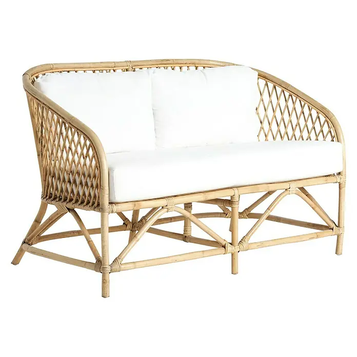 Sunfun Vrtni trosjed s jastucima Chloe - Natur boja, D x Š x V: 132 x 76 x 85 cm - Dijagonalni pogled