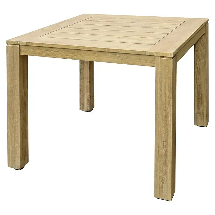 Sunfun Laura Gartentisch - L x B x H: 90 x 90 x 76 cm, Helles Teakholz - Diagonale Ansicht