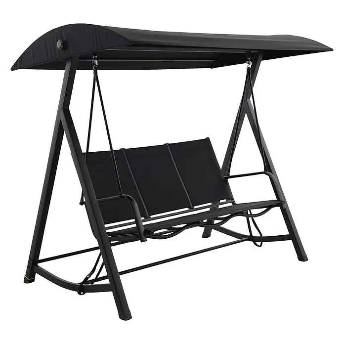 Sunfun Melina Hollywoodschaukel - B x T x H: 209 x 113 x 171 cm, Schwarz - Diagonale Ansicht