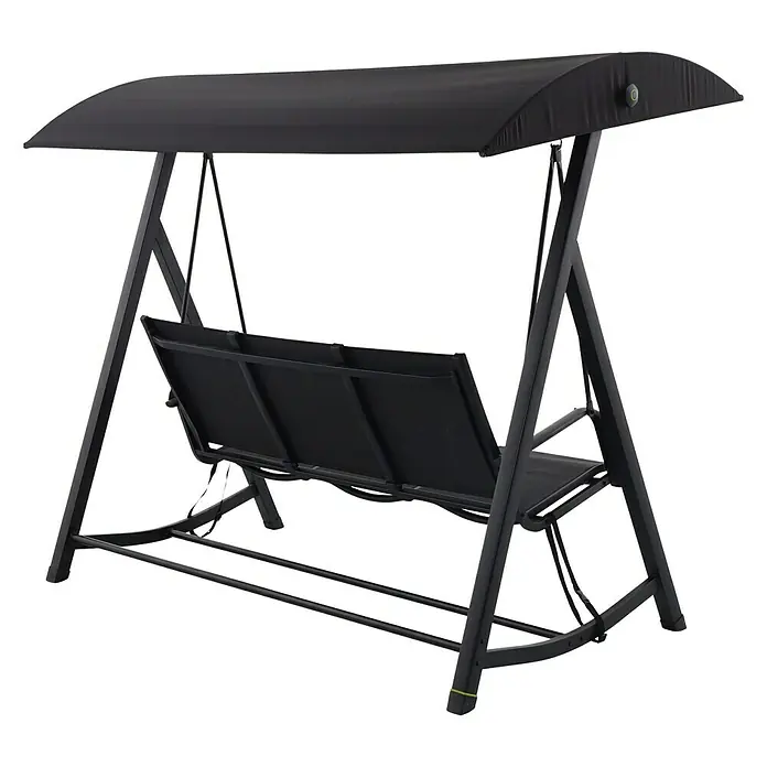 Sunfun Melina Hollywoodschaukel - B x T x H: 209 x 113 x 171 cm, Schwarz - Diagonale Ansicht