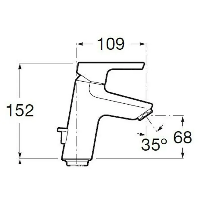 Roca Teras Grifo de lavabo - Cromo - Dibujo técnico