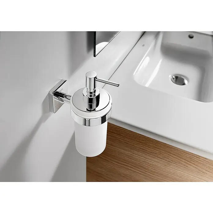 Roca Victoria Dispensador de jabón - Vidrio, Blanco, Cromo - Foto ambiente