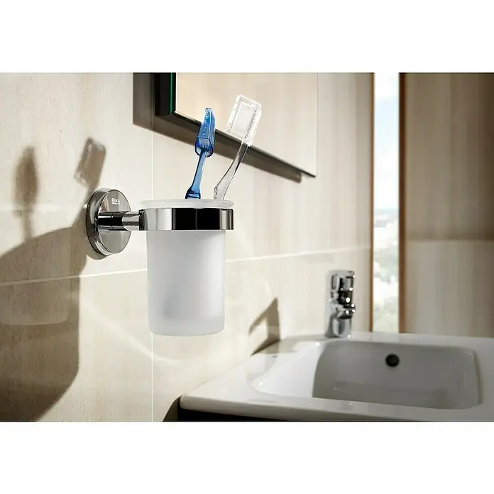 Roca Twin Portacepillos de pared - Vidrio, Cromo - Foto ambiente
