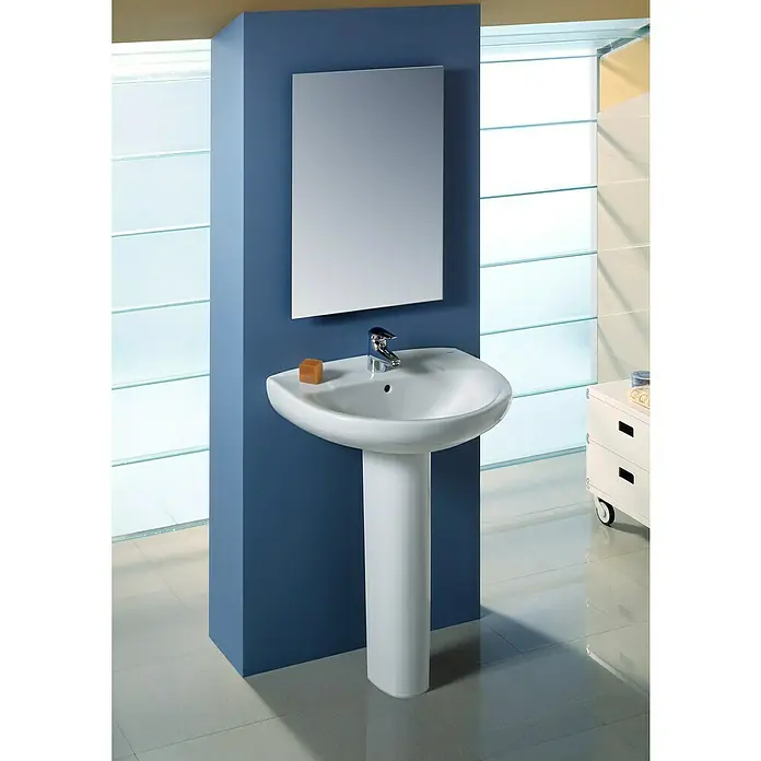 Roca Mitos Pedestal de lavabo pequeño - 18 x 15 x 67 cm, Porcelana, Blanco - Foto ambiente