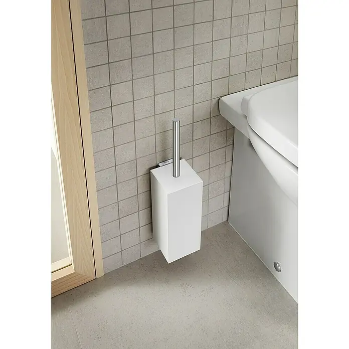 Roca Rubik Escobillero de pared - Blanco, Metal - Foto ambiente
