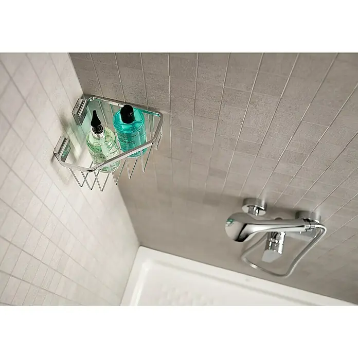 Roca Cesta de baño angular Rubik - 18,7 x 17,5 x 11,4 cm, Cromo - Foto ambiente