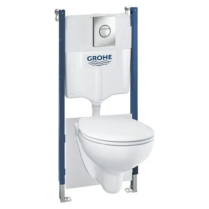 Grohe Set WC suspendido BAU - Salida WC: Horizontal, Blanco/Cromo - Vista angular