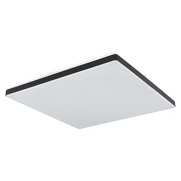Globo LED-Deckenleuchte Ully - 24 W, L x B x H: 48,5 x 48,5 x 6 cm, Weiß/Schwarz - Diagonale Ansicht
