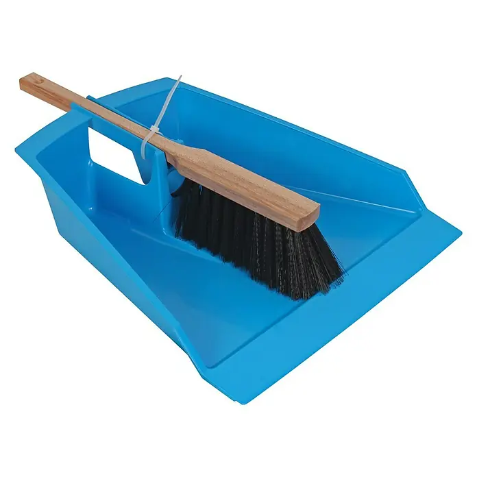 Talen Tools Bladschep met stoffer - Blauw, Kunststof - Diagonaal zicht