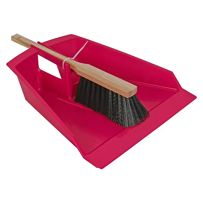 Talen Tools Bladschep met stoffer - Rood, Kunststof - Diagonaal zicht