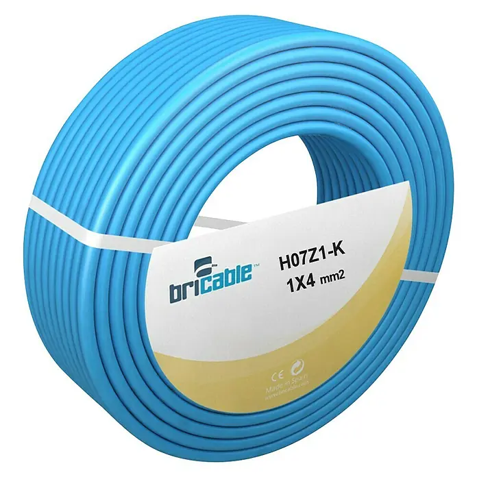 Bricable Cable unipolar neutro - H07Z1-K1x4, 50 m, Azul - Vista angular