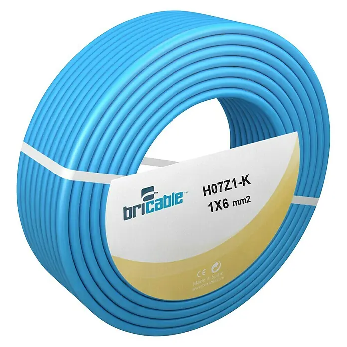 Bricable Cable unipolar neutro - H07Z1-K1x6, 100 m, Azul - Vista angular