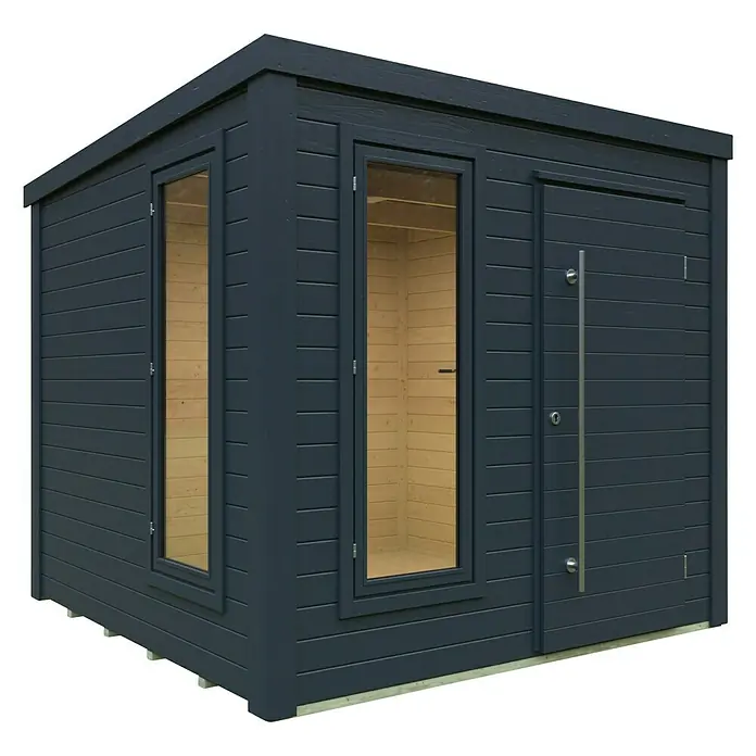 Kiehnholz Caseta de jardín Cube 3.0 - 256 x 263 cm, Madera, 6,25 m², Espesor de pared: 28 mm, Sin cubierta de techo - Vista angular