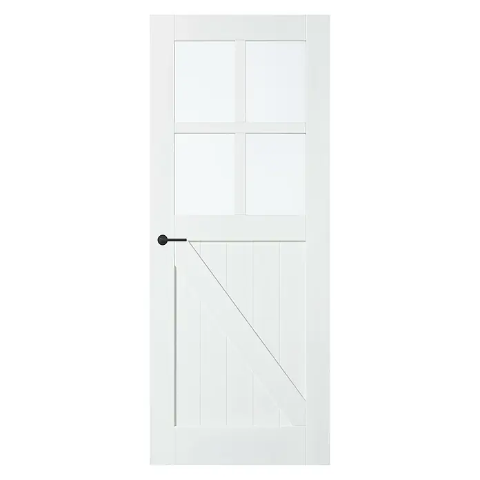 Solid Elements Binnendeur SE 6025 blank glas - 63 x 231,5 cm, Draairichting: Links, Wit, Opdek, Massief - Vooraanzicht