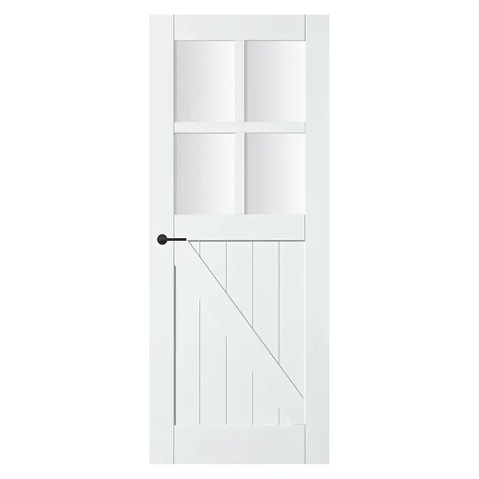 Solid Elements Binnendeur SE 6025 blank glas - 73 x 231,5 cm, Draairichting: Links- & rechts, Wit, Stomp, Massief - Vooraanzicht