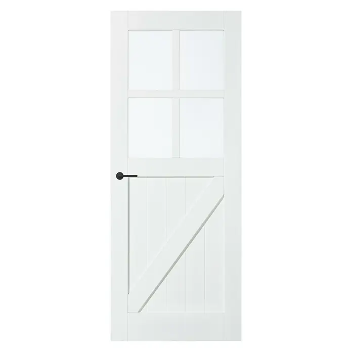 Solid Elements Binnendeur SE 6035 blank glas - 88 x 201,5 cm, Draairichting: Links- & rechts, Wit, Stomp, Massief - Vooraanzicht