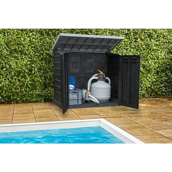 Keter Aufbewahrungsbox Store it out Max - L x B x H: 145,5 x 82 x 125 cm, Kunststoff, Anthrazit/Grau - Stimmungsaufnahme
