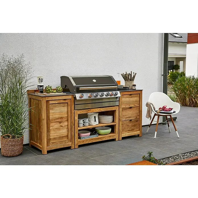 Kingstone KMS Gasgrill Cliff 605-II Built In - Anzahl Brenner: 6, Hauptgrillfläche: 89,2 x 45 cm, 14 kW, Schwarz/Silber - Stimmungsaufnahme