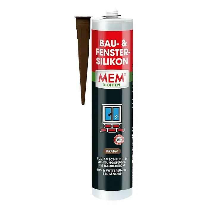 MEM Bau- & Fenstersilikon - Braun, 300 ml - Vorderansicht