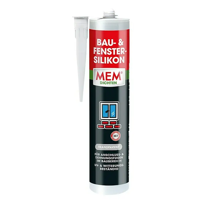 MEM Bau- & Fenstersilikon - Transparent, 300 ml - Vorderansicht