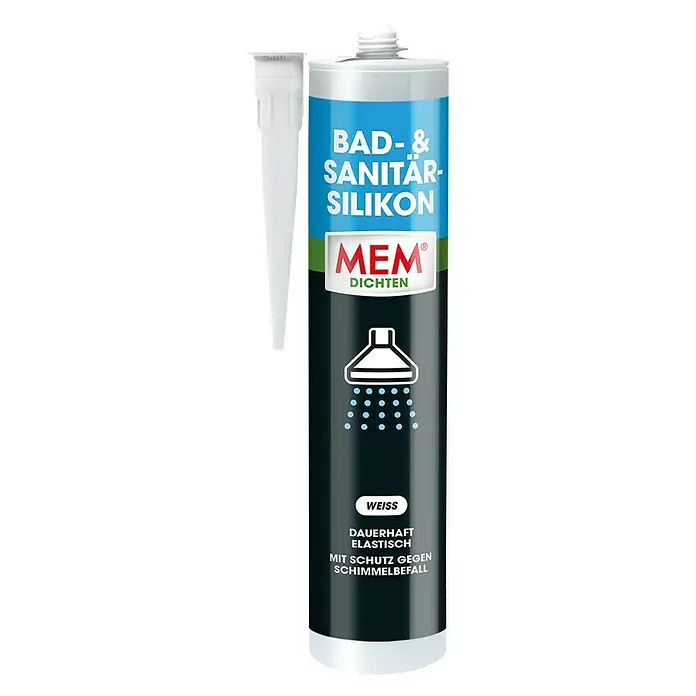 MEM Silikon Bad- & Sanitär-Silikon - Weiß, 300 ml - Vorderansicht