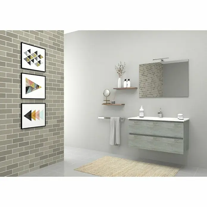 Kupaonski ormarić ispod umivaonika - Boja: Boja betona, D x Š x V: 46 x 99 x 55,5 cm - Živopisni prikaz