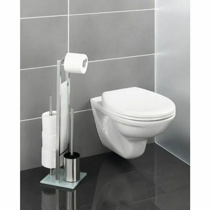 Garnitura WC četka s držačem papira - Visina: 70 cm, Krom boja - Živopisni prikaz
