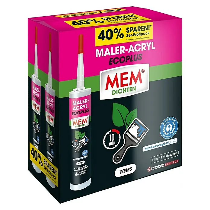 MEM Maleracryl Ökoplus - Weiß, 300 ml - Diagonale Ansicht