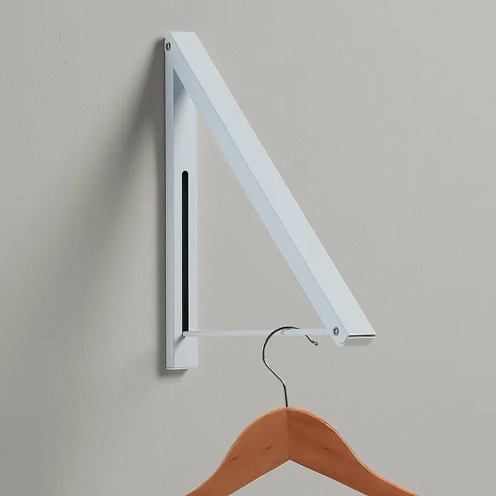 Perchero de puerta y pared plegable - L x An x Al: 30 x 28 x 4 cm, Metal, Blanco - Primer plano