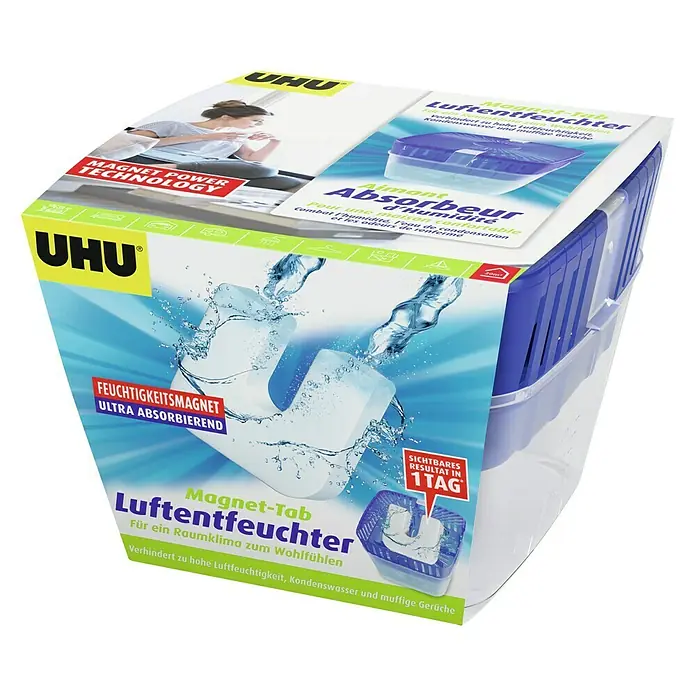 UHU Luftentfeuchter Magnet-Tab - 1 Stk. x 450 g - Diagonale Ansicht