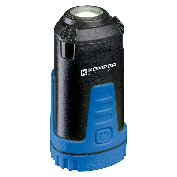 LED-Campingleuchte - Ein-/Ausschalter, Blau/schwarz , 250 lm - Diagonale Ansicht