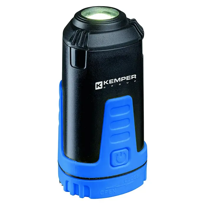 LED-Campingleuchte - Ein-/Ausschalter, Blau/schwarz , 250 lm - Diagonale Ansicht