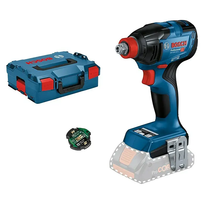 Bosch Professional Akku-Drehschlagschrauber GDX 18V-210 C - 18 V, Ohne Akku, Leerlaufdrehzahl: 0 U/min - 3.400 U/min, Mit Bluetooth-Modul - Diagonale Ansicht