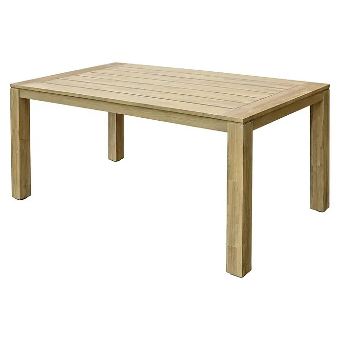 Sunfun Laura Gartentisch - L x B x H: 160 x 90 x 76 cm, Helles Teakholz - Diagonale Ansicht