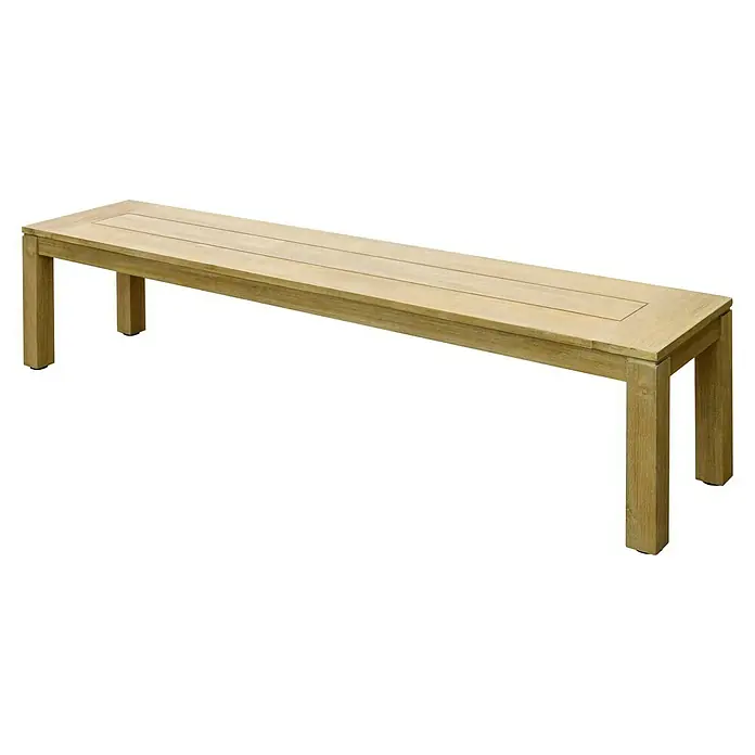 Sunfun Laura Gartenbank - L x B x H: 270 x 42 x 45 cm, Helles Teakholz - Diagonale Ansicht