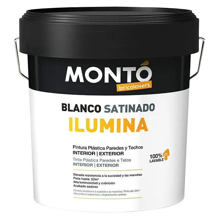 Montó Bricolovers Pintura para paredes y techos Ilumina - Blanco, 4 l, Satinado - Vista frontal