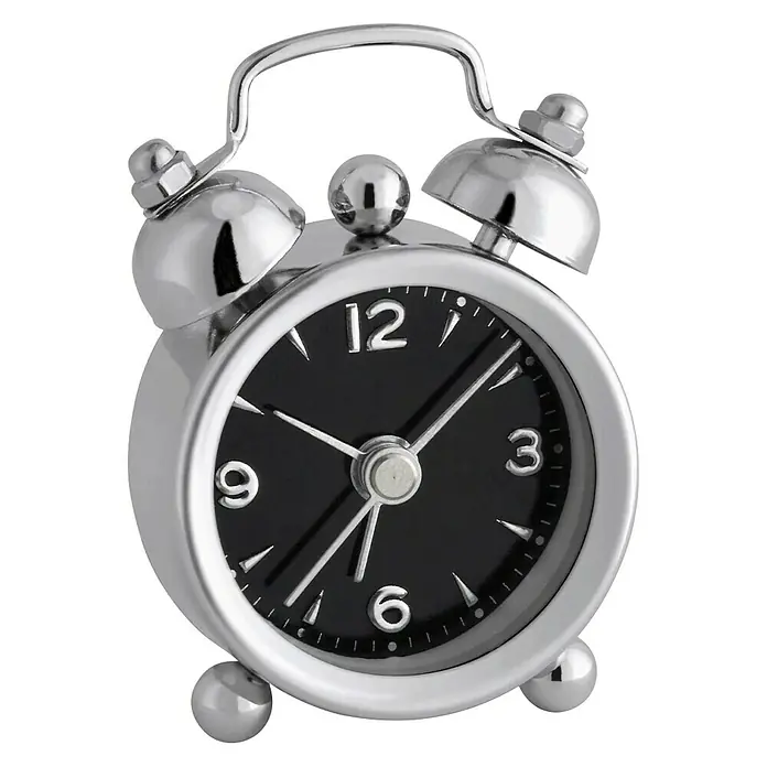 TFA Dostmann Kvarcna budilica Mini-Nostalgie - Krom boje, 4,1 x 2 x 6 cm - Pogled sprijeda