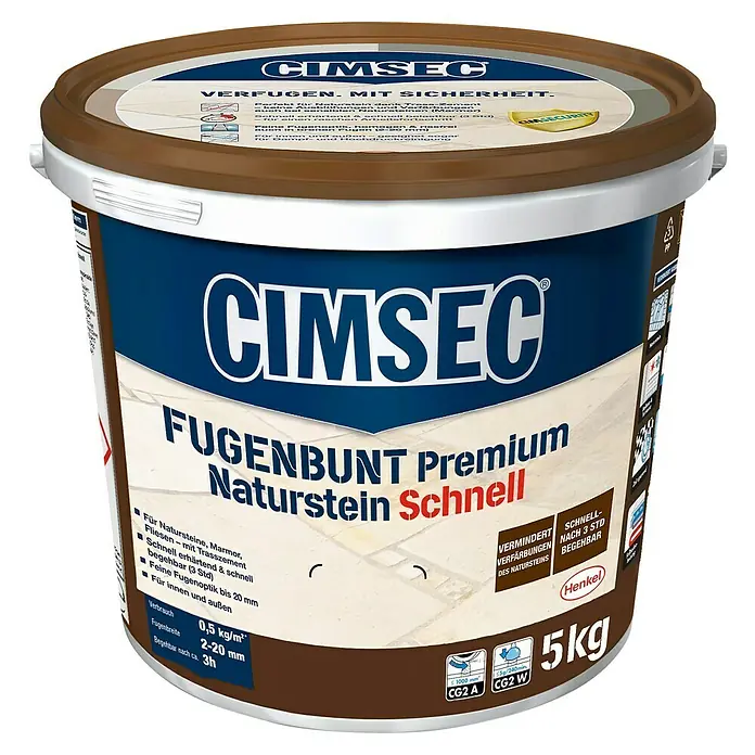 Cimsec Fugenmörtel Fugenbunt Premium Naturstein Schnell - Fugenbreite: 2 - 20 mm, 5 kg, Jurabeige - Vorderansicht