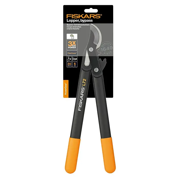 Fiskars PowerGear Hebel-Astschere L72 - Bypass, Max. Aststärke: 28 mm - Vorderansicht