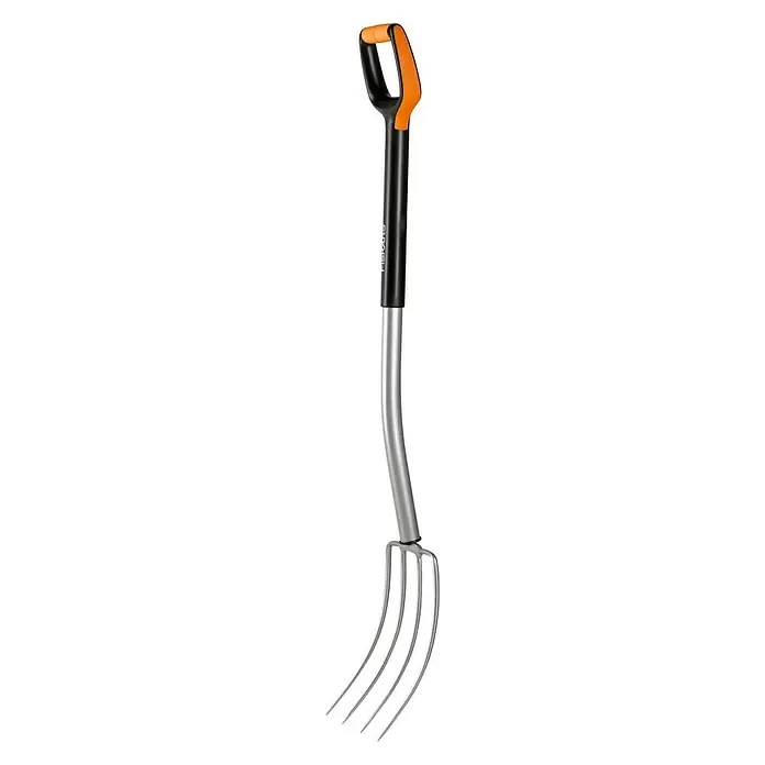 Fiskars Xact Dunggabel - Arbeitsbreite: 18,5 cm, Anzahl Zinken: 4, Langstiel - Diagonale Ansicht