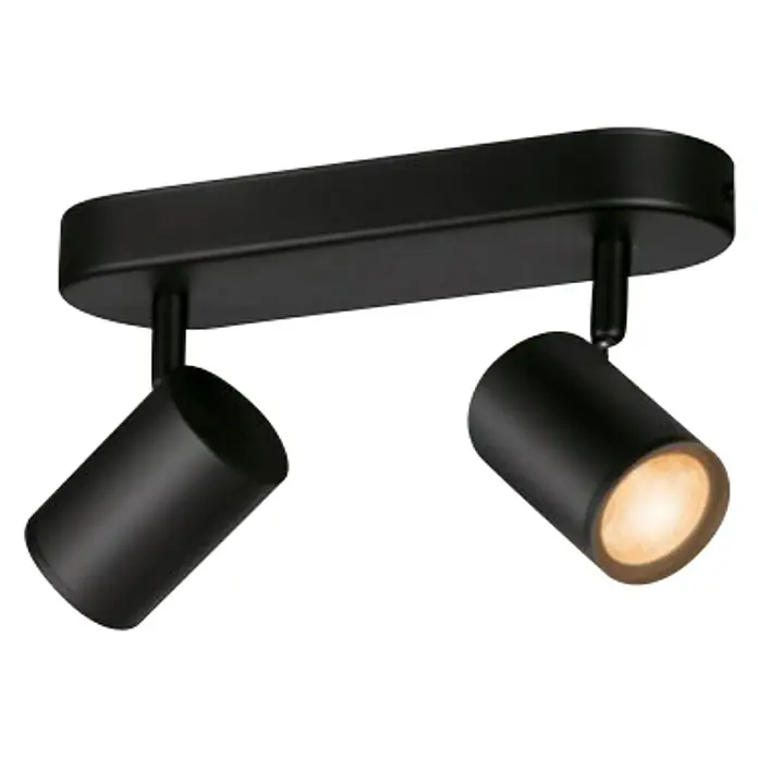 WiZ Imageo Regleta LED inteligente x2 - 10 W, L x An x Al: 12,3 x 25 x 10,5 cm, Color del marco: Negro, RGBW - Vista angular